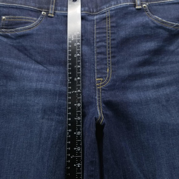 Spanx Jeans Womens XL Tall Blue Flare High Rise Dark Wash Stretch Shaping - Picture 8 of 11